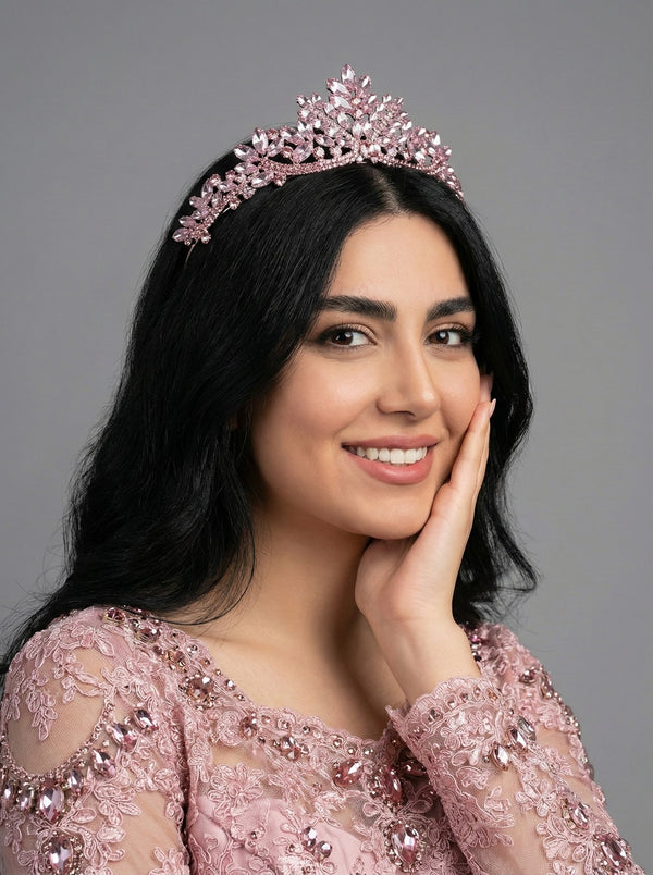 Mit Kristallsteinen mit Blattmotiv Brautkrone funkelnd Hochzeits-Haaraccessoire