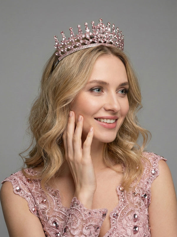 Mit Kristallsteinen Brautkrone im Königinnen-Stil funkelnd Hochzeits-Haaraccessoire