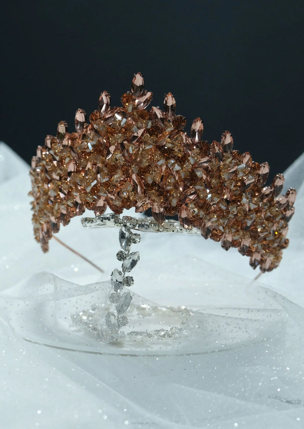 Farbige Kristall-Brautkrone – Schwarz, Weiß, Gold, Marineblau, Rosa und Roségold Krone