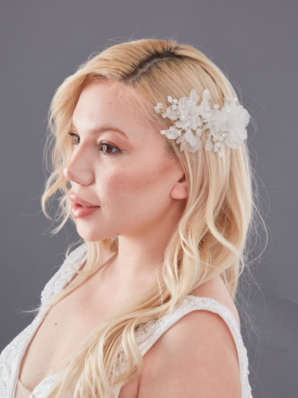 Blumen und mit Kristalldetails Braut Haarspange – romantisch seitlich Haaraccessoire