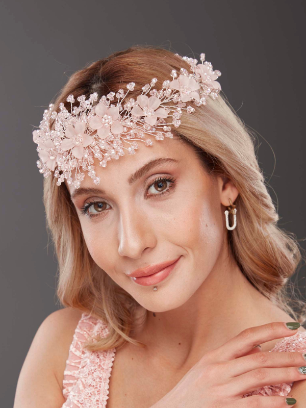 Üppig Blumen und Kristall-Brautkrone – auffällig und elegant Haaraccessoire