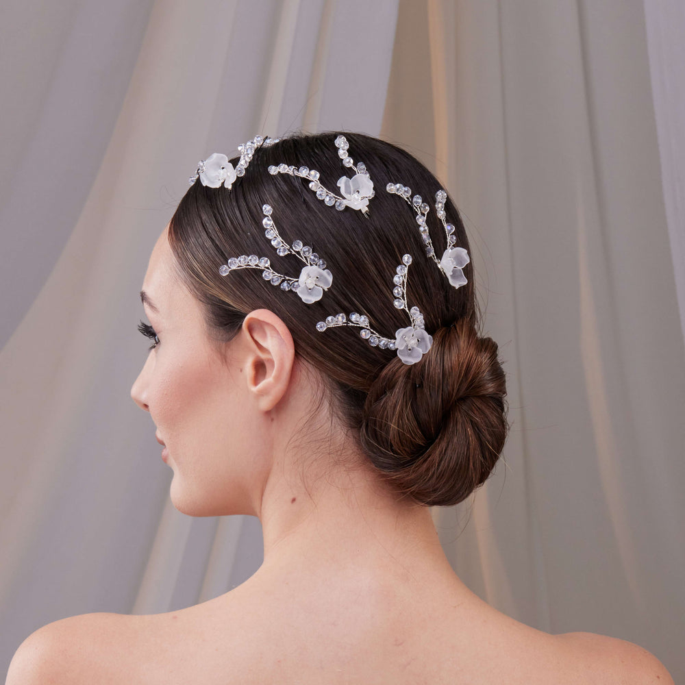 Streu- Kristall mit Blumen Braut-Haaraccessoire – elegant Dutt Design