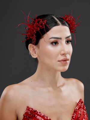 Modern mit Federn und mit Kristalldetails Braut-Haaraccessoire – doppelt seitig schickes Design