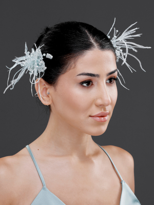 Modern mit Federn und mit Kristalldetails Braut-Haaraccessoire – doppelt seitig schickes Design