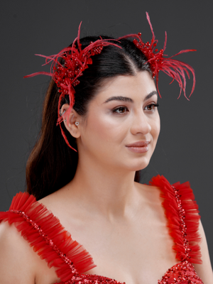 Modern mit Federn und mit Kristalldetails Braut-Haaraccessoire – doppelt seitig schickes Design