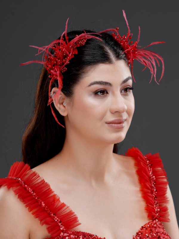 Modern mit Federn und mit Kristalldetails Braut-Haaraccessoire – doppelt seitig schickes Design