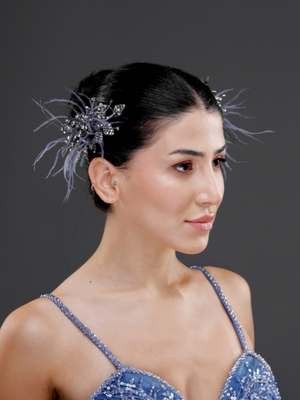 Modern mit Federn und mit Kristalldetails Braut-Haaraccessoire – doppelt seitig schickes Design