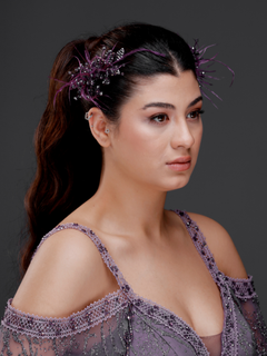 Modern mit Federn und mit Kristalldetails Braut-Haaraccessoire – doppelt seitig schickes Design