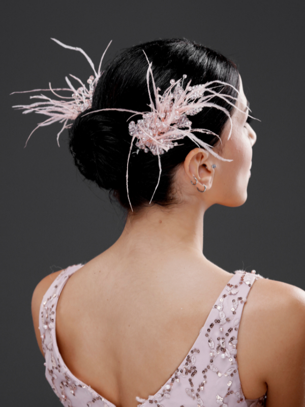 Modern mit Federn und mit Kristalldetails Braut-Haaraccessoire – doppelt seitig schickes Design