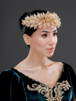 Üppig Kristall mit Blattdetails Brautkrone – funkelnd elegant Braut Headpiece