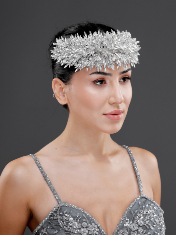 Üppig Kristall mit Blattdetails Brautkrone – funkelnd elegant Braut Headpiece
