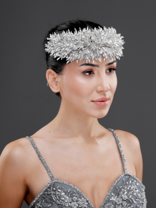 Üppig Kristall mit Blattdetails Brautkrone – funkelnd elegant Braut Headpiece