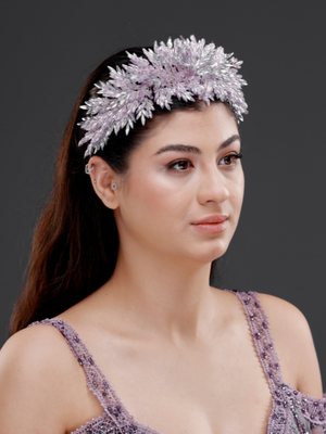 Üppig Kristall mit Blattdetails Brautkrone – funkelnd elegant Braut Headpiece