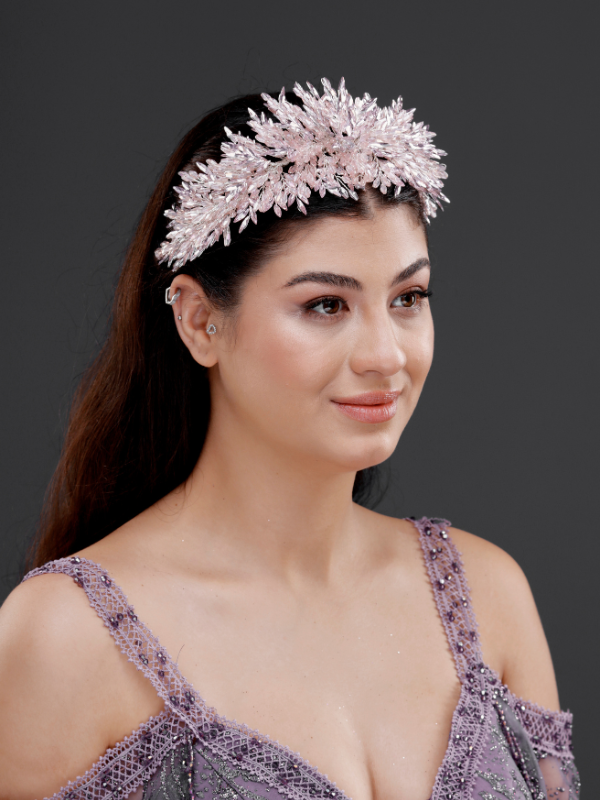 Üppig Kristall mit Blattdetails Brautkrone – funkelnd elegant Braut Headpiece