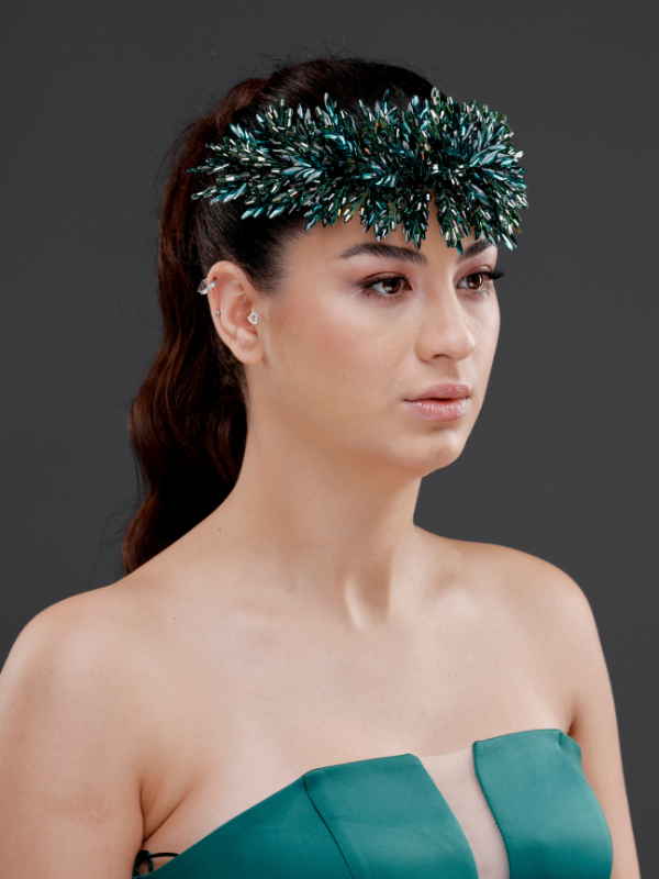 Üppig Kristall mit Blattdetails Brautkrone – funkelnd elegant Braut Headpiece