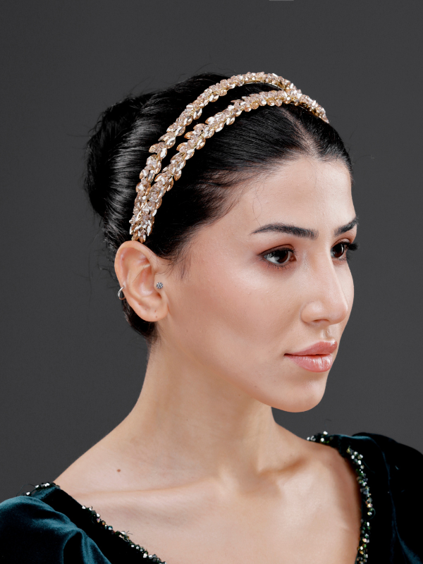 Zweireihig Kristall-Brautkrone – elegant und modern Haaraccessoire