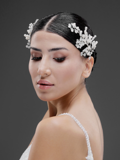 Doppelt seitig mit Blumen Braut-Haaraccessoire – elegant und funkelnd Haarspange