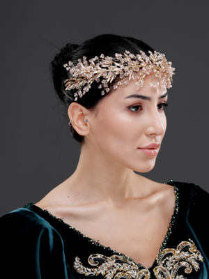 Kristall mit Blattdetails Brautkrone – elegant und funkelnd Haaraccessoire