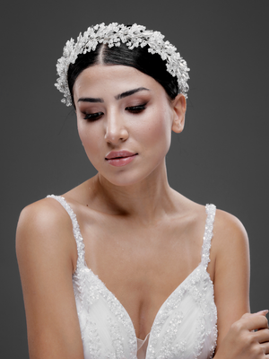 Kristall mit Blattdetails Brautkrone – elegant und funkelnd Haaraccessoire