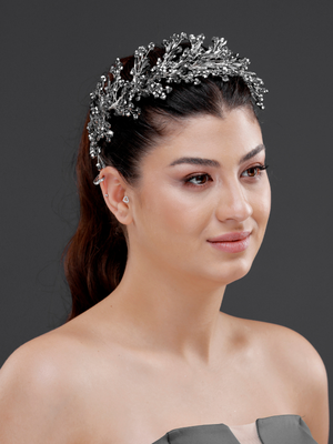 Kristall mit Blattdetails Brautkrone – elegant und funkelnd Haaraccessoire