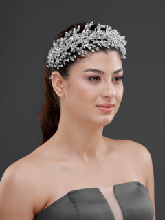 Kristall mit Blattdetails Brautkrone – elegant und funkelnd Haaraccessoire