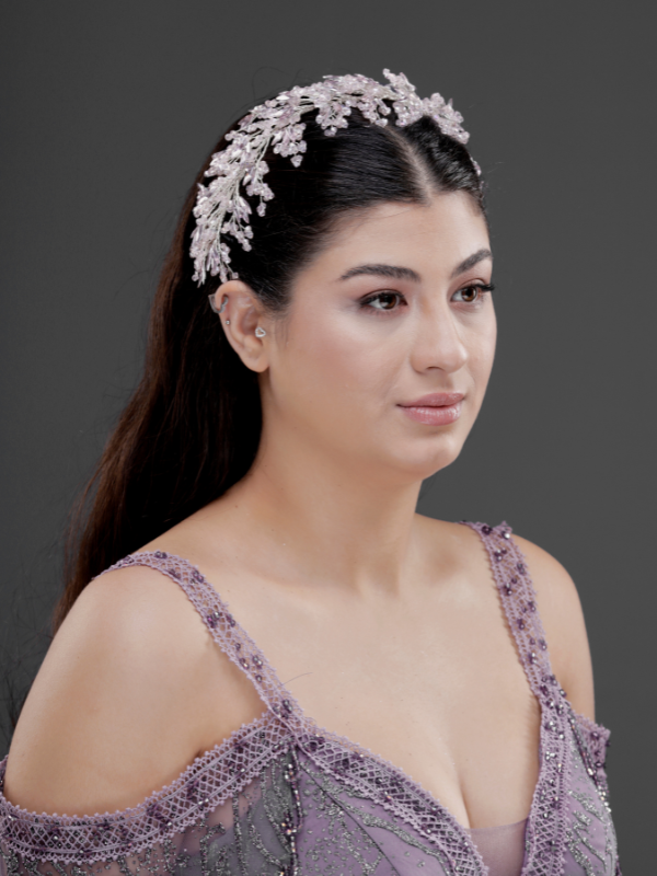 Kristall mit Blattdetails Brautkrone – elegant und funkelnd Haaraccessoire