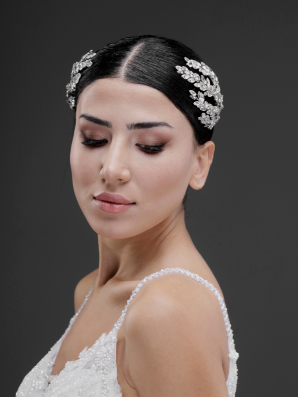 Blattförmig Doppel-Haarkamm – elegant funkelnd Haaraccessoire
