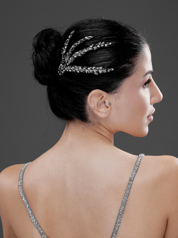 Blattförmig Doppel-Haarkamm – elegant funkelnd Haaraccessoire
