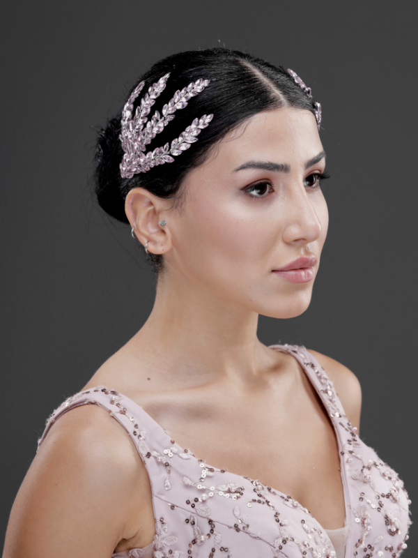 Blattförmig Doppel-Haarkamm – elegant funkelnd Haaraccessoire