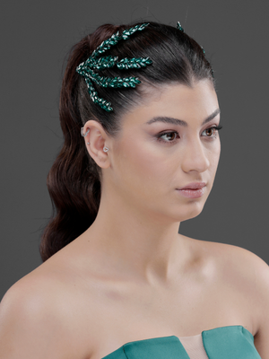 Blattförmig Doppel-Haarkamm – elegant funkelnd Haaraccessoire