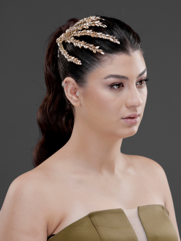 Blattförmig Kristall Braut Haarkamm – elegant funkelnd Dutt Accessoire