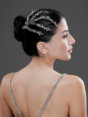 Blattförmig Kristall Braut Haarkamm – elegant funkelnd Dutt Accessoire