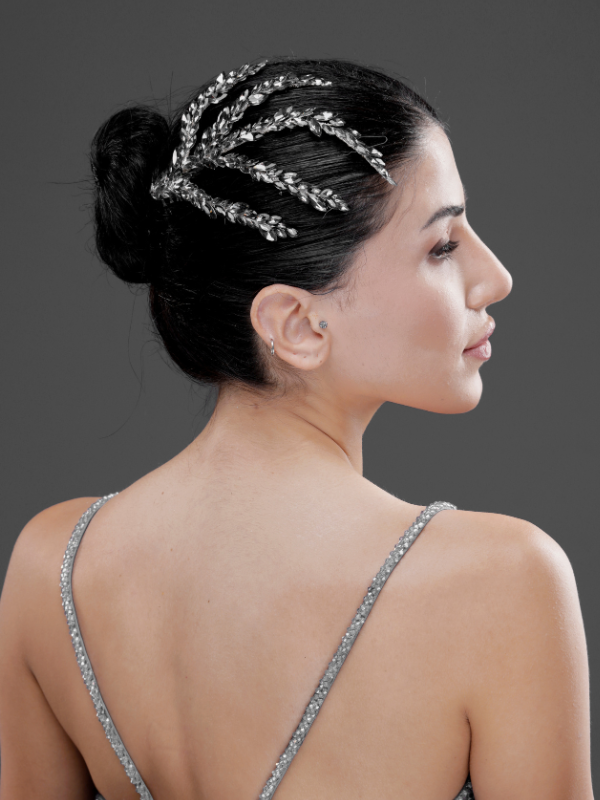 Blattförmig Kristall Braut Haarkamm – elegant funkelnd Dutt Accessoire