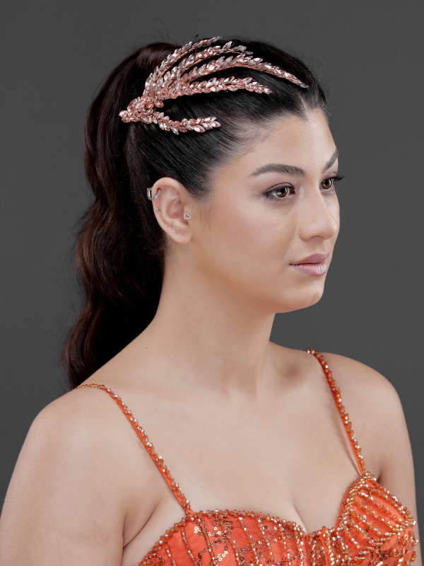 Blattförmig Kristall Braut Haarkamm – elegant funkelnd Dutt Accessoire
