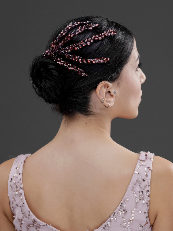 Blattförmig Kristall Braut Haarkamm – elegant funkelnd Dutt Accessoire