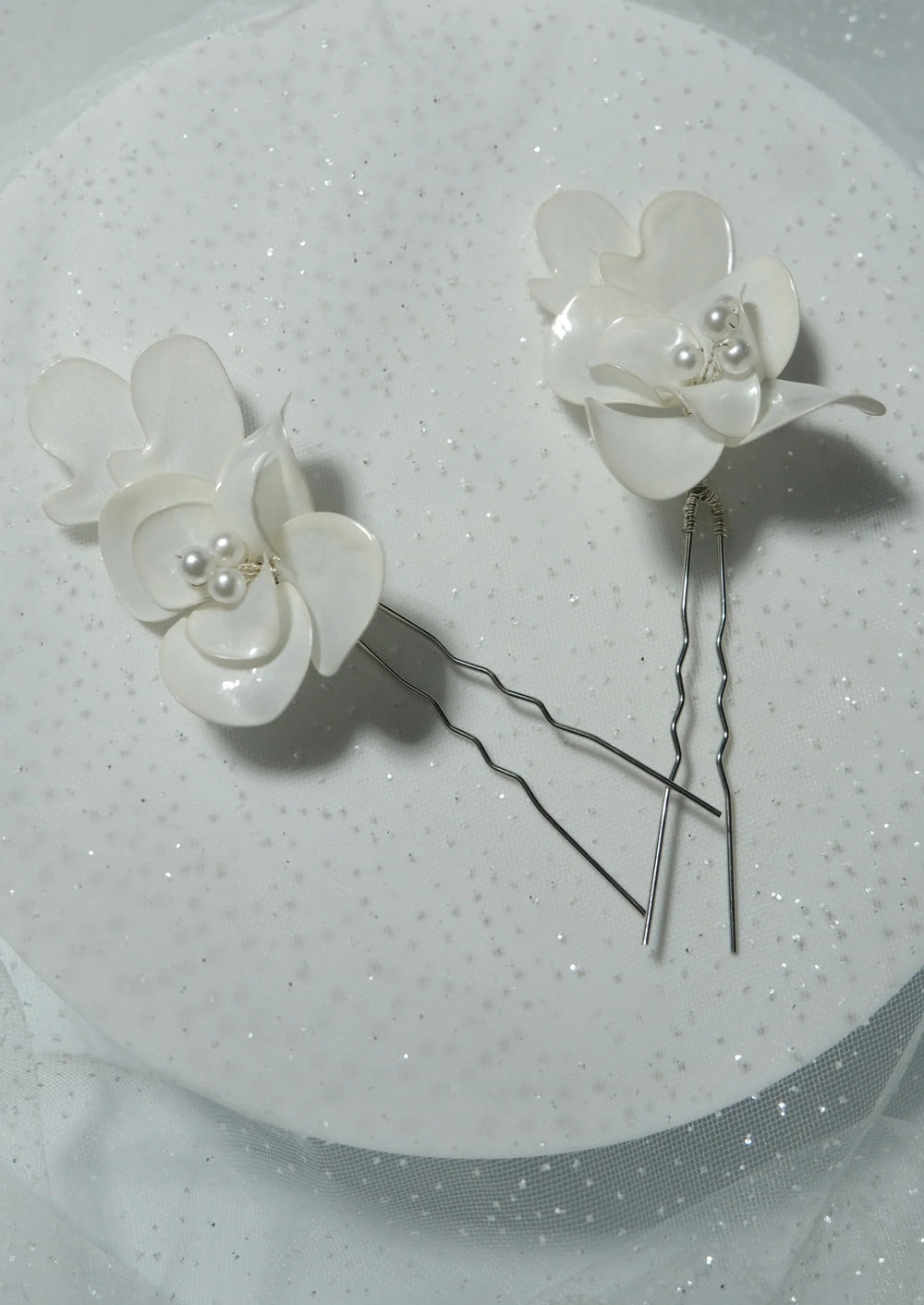 2-teilig mit Perlen mit Blumen Haarspange