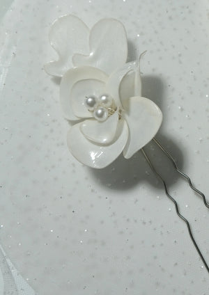 2-teilig mit Perlen mit Blumen Haarspange