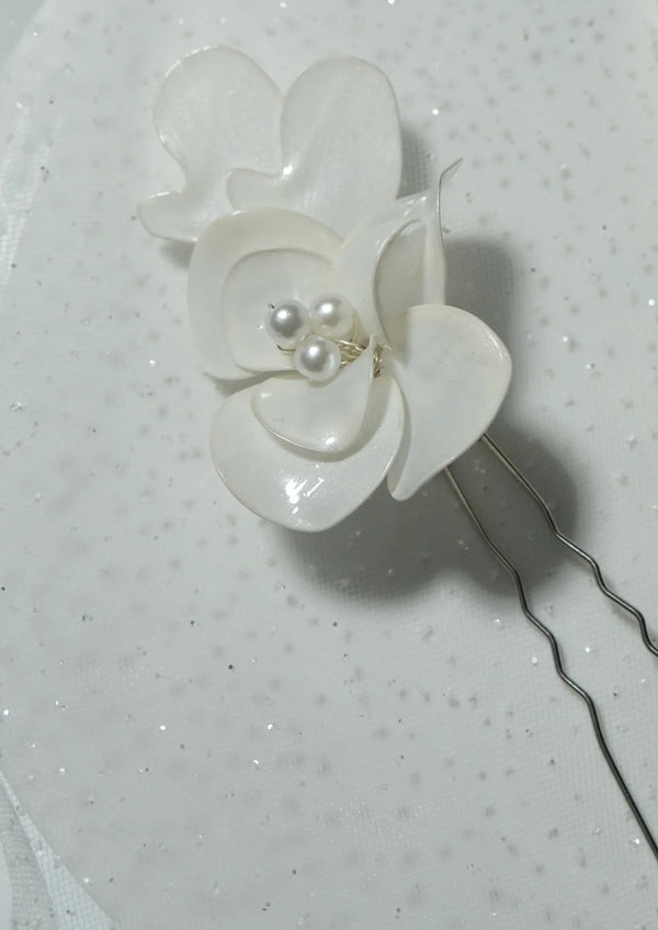 2-teilig mit Perlen mit Blumen Haarspange