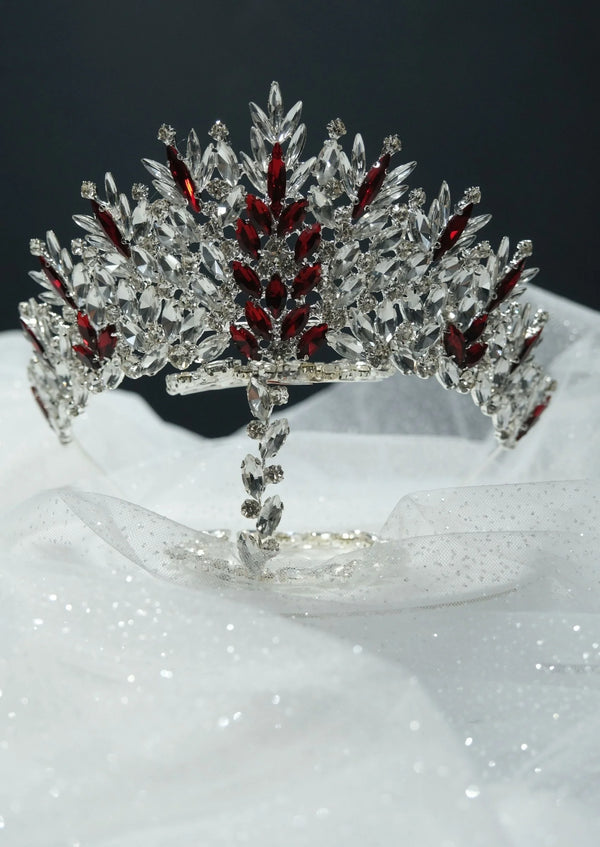 Zweifarbige Kristall-Brautkrone – auffällige Prinzessinnenkrone mit Silber- und Golddetails