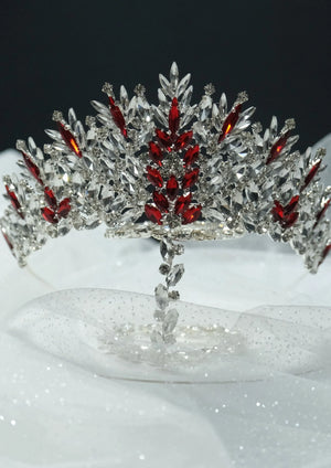 Zweifarbige Kristall-Brautkrone – auffällige Prinzessinnenkrone mit Silber- und Golddetails