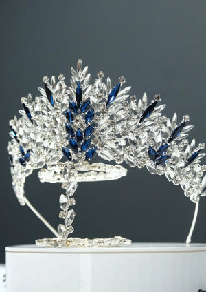 Zweifarbige Kristall-Brautkrone – auffällige Prinzessinnenkrone mit Silber- und Golddetails