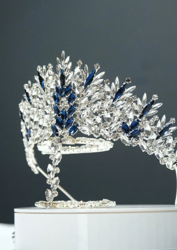 Zweifarbige Kristall-Brautkrone – auffällige Prinzessinnenkrone mit Silber- und Golddetails
