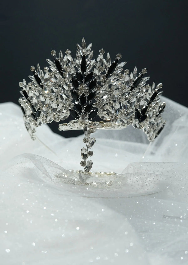 Zweifarbige Kristall-Brautkrone – auffällige Prinzessinnenkrone mit Silber- und Golddetails