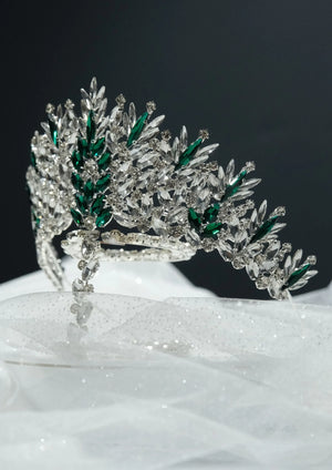 Zweifarbige Kristall-Brautkrone – auffällige Prinzessinnenkrone mit Silber- und Golddetails