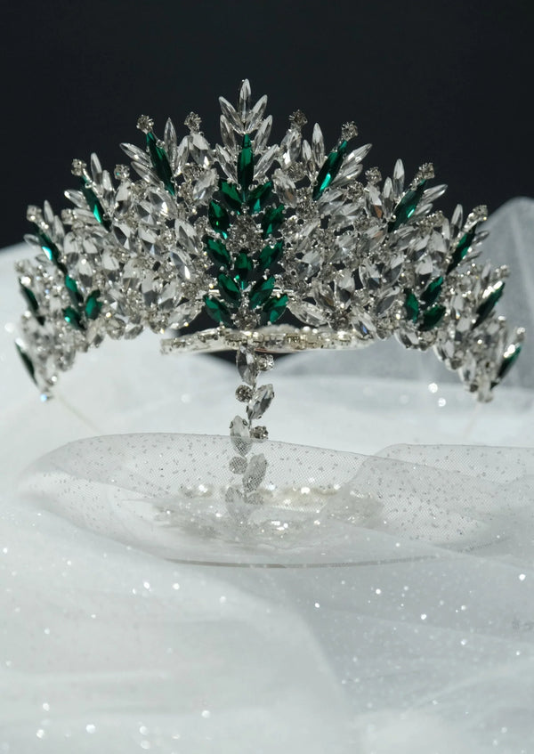 Zweifarbige Kristall-Brautkrone – auffällige Prinzessinnenkrone mit Silber- und Golddetails