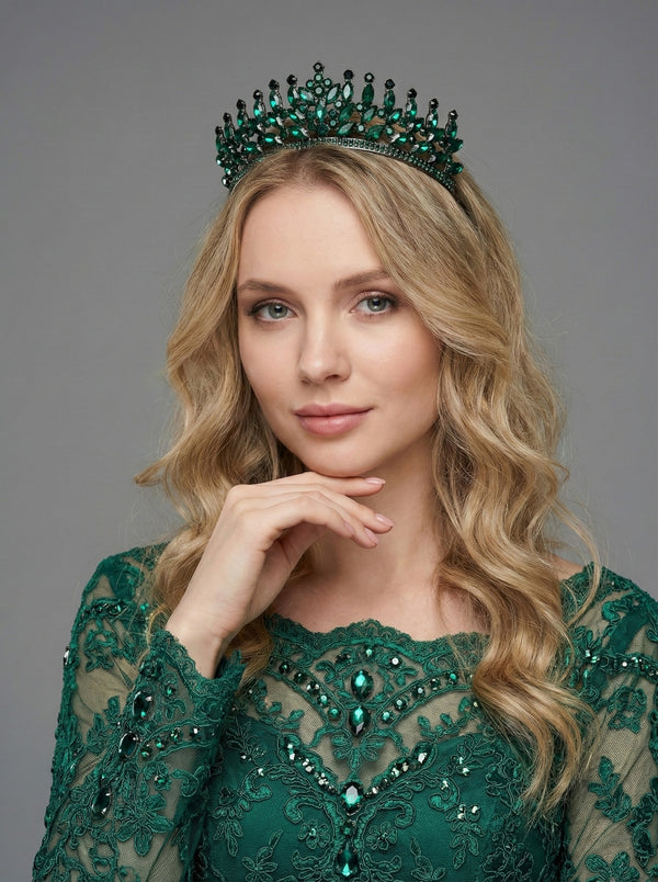 Mit Kristallsteinen Brautkrone im Königinnen-Stil funkelnd Hochzeits-Haaraccessoire