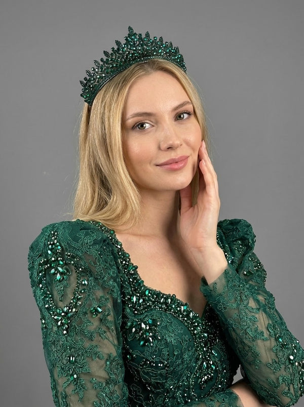 Mit Kristallsteinen funkelnd Brautkrone elegant Königinnen Modell Hochzeits-Haaraccessoire