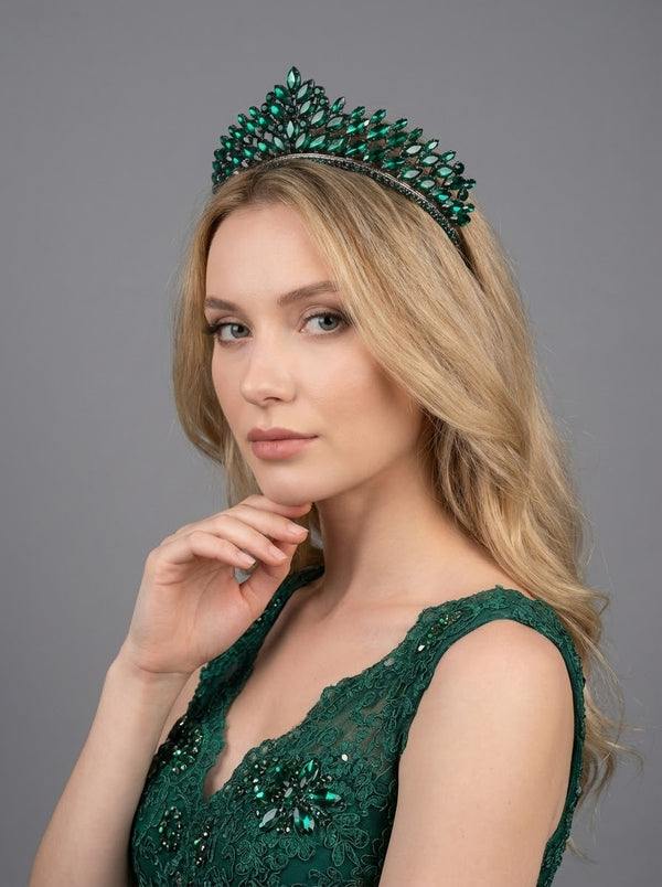 Mit Kristallsteinen funkelnd Brautkrone im Königinnen-Stil elegant Hochzeits-Haaraccessoire