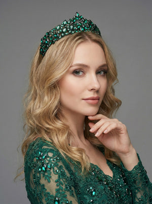 Mit Kristallsteinen funkelnd Brautkrone im Königinnen-Stil elegant Hochzeits-Haaraccessoire