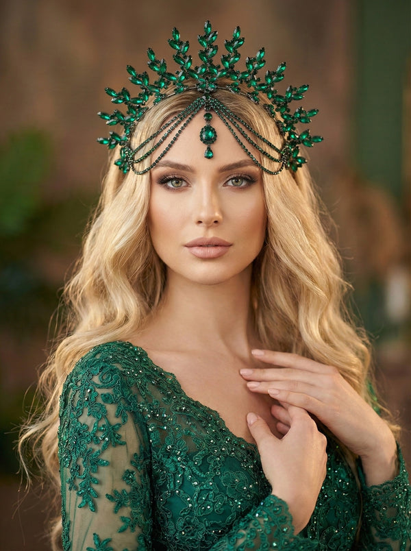 Funkelnd Kristall-Brautkrone – 7 Farb mit Option pure Eleganz